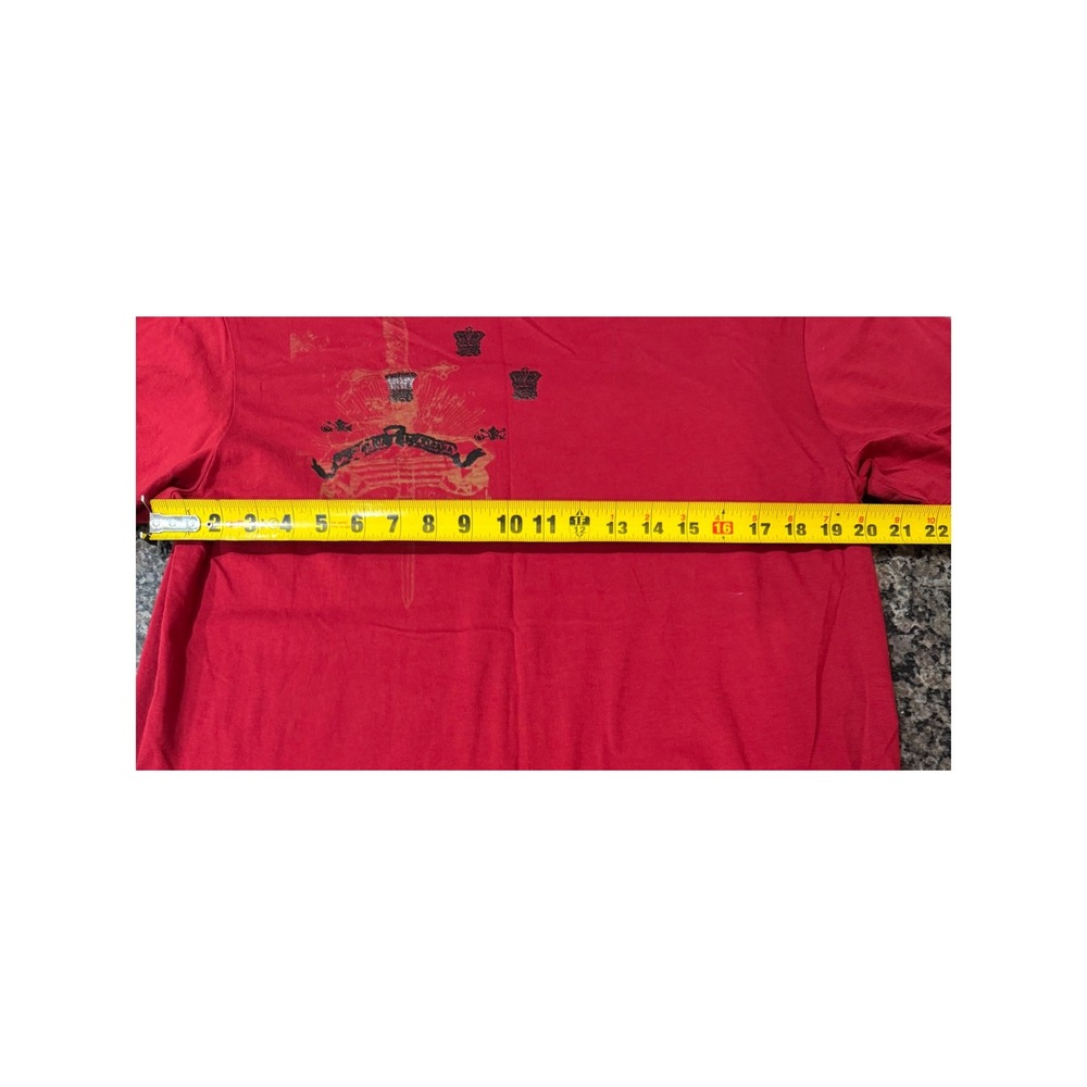 Guess Jeans Mens Graphic T-Shirt Red XL Cotton Distressed Crest M8439113 - Picture 7 of 8